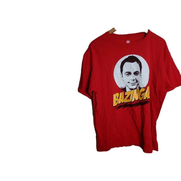 Bazinga Big Bang Theory Flash Sheldon T Shirt Warner Brothers Red Size XL - Picture 1 of 5